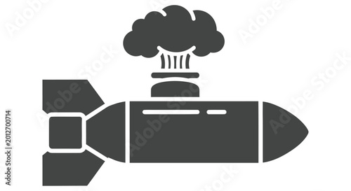 Photography Black vector icon depicting a falling bomb with a mushroom cloud explosion