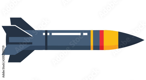 Photos Stylized illustration of a missile with fins depicted in a flat geometric style