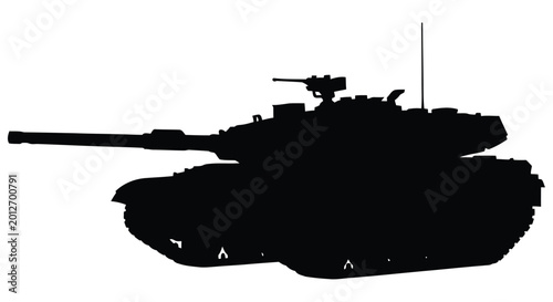 Tableau sur toile Silhouette of a modern main battle tank against a plain white background