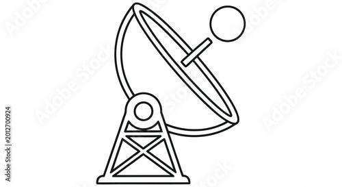 Foto Line drawing of a satellite dish on a white background with vector graphics