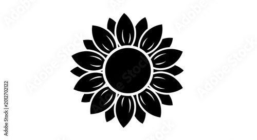 Black Sunflower Icon Graphic Design.