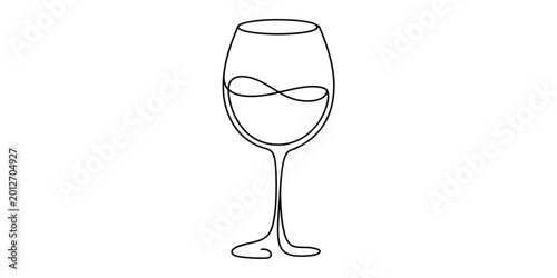 Photos Continuous single line drawing of a wine glass