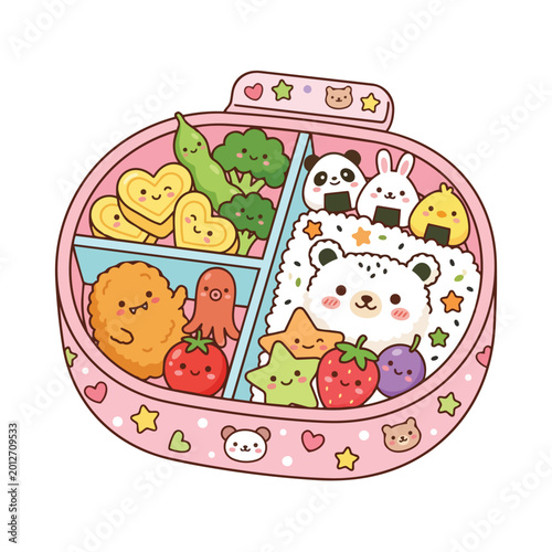 Kawaii Bento Box Cute Food Illustration Vector