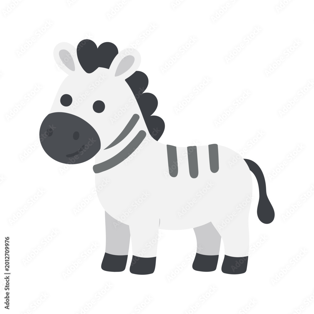 Fototapeta premium Stylized zebra illustration standing on white background in simple flat style
