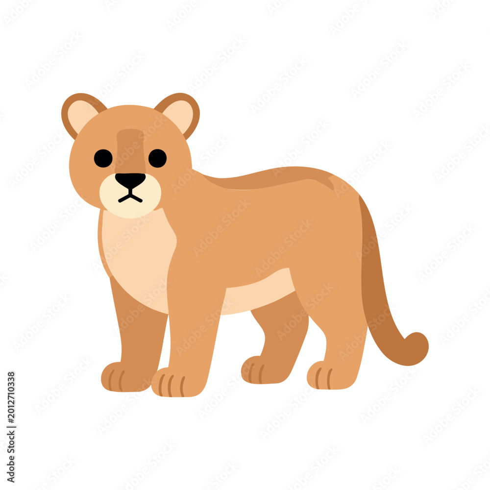 Obraz premium A cougar, also known as a mountain lion, is a large cat native to the Americas and it has short, tan fur with black markings.