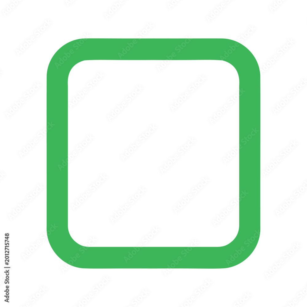 Obraz premium Vibrant green square with rounded corners stands against a bright white background