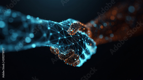 Abstract digital handshake connecting data networks with artificial intelligence