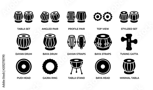 Tabla instrument icons displayed in labeled grid layout
