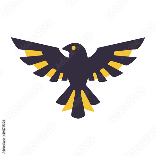 Vászonkép A black and yellow eagle logo vector illustration.