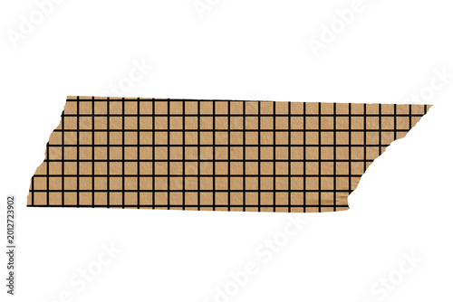 Ripped torn paper adhesive grid pattern washi tape on transparent background