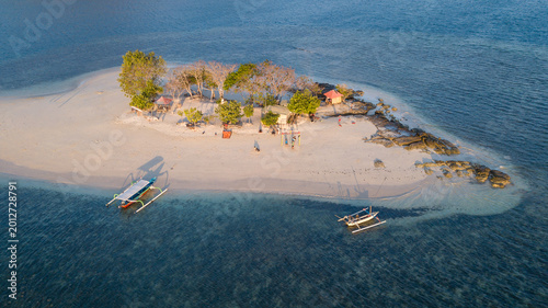 Aerial View of Gili Kedis Island at Sunset in Lombok Indonesia
