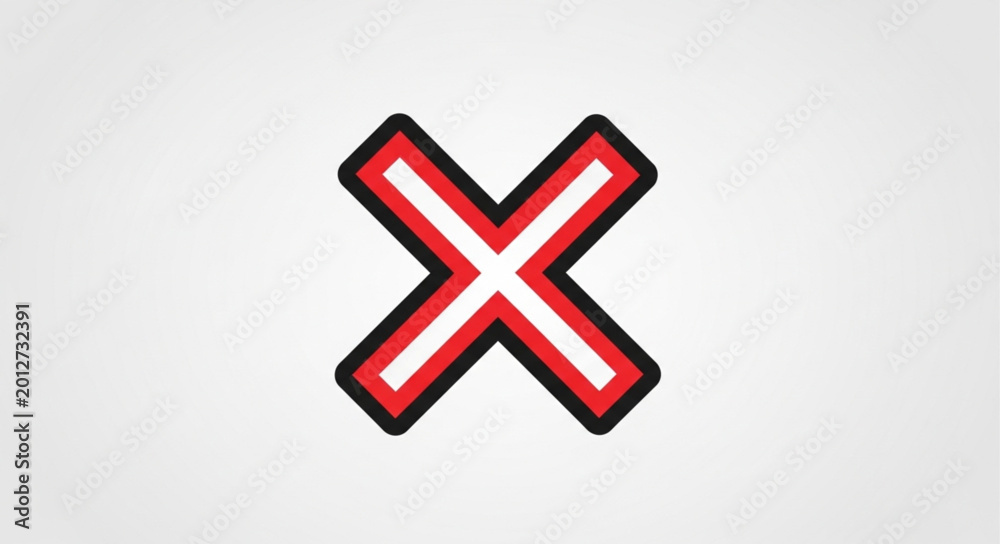 Obraz premium Bold Red Cross Mark Symbol on White Background.