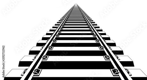 Close-up View of Railway Track Leading into Distance.