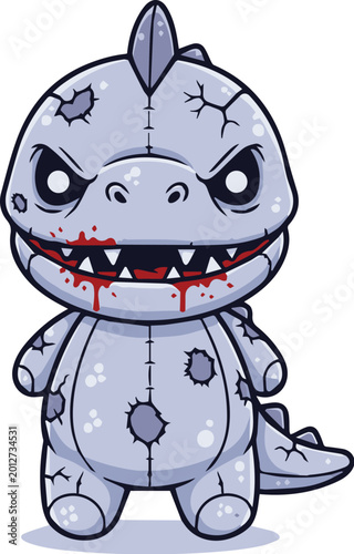 Creepy Teddy Bear Horror Vector Cartoon Illustration Isolated on White Background