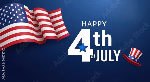 American independence day celebration patriotic 4th of july graphic with us flag and festive elements