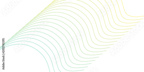 Foto An abstract wavy lines, with a harmonious blend of teal and soft yellow, gracefully undulating against a clean backdrop, the composition creates a visually appealing and modern aesthetic