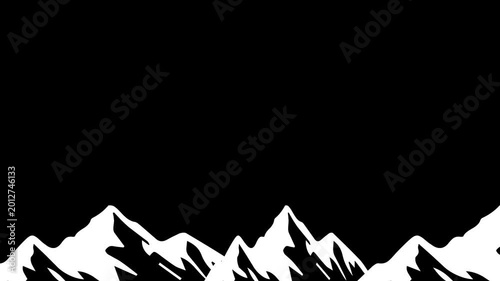 animated silhouette of snow mountain with transparent background