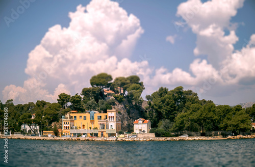 Tilt-Shift style of seacoast, Cote dAzur, France