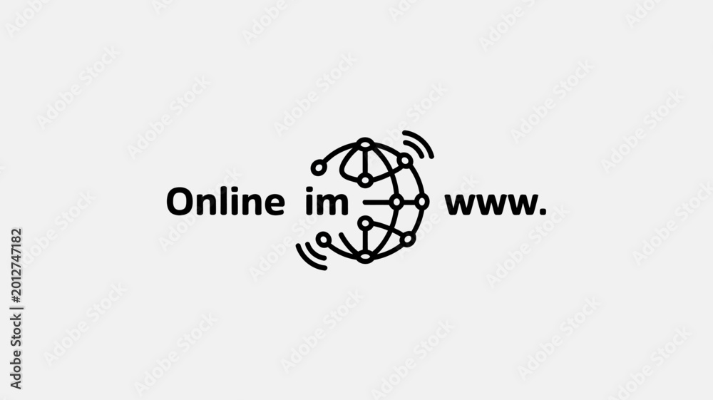 Fototapeta premium Black and white illustration of online internet website concept with globe symbol
