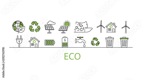 Photos Eco-Friendly Icons: A visual representation of environmental sustainability, showcasing various eco-friendly elements