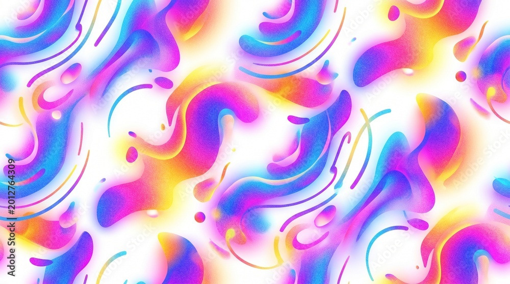 Obraz premium Abstract pattern with fluid gradient shapes. Colorful liquid blobs with noise texture on white background. Digital art design for modern wallpaper, creative wallpaper and graphic background.