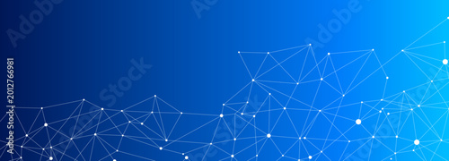 Cuadro en lienzo Abstract blue gradient technology background with white polygon network connecti