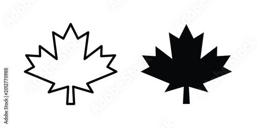 Maple leaf icon design collection in black