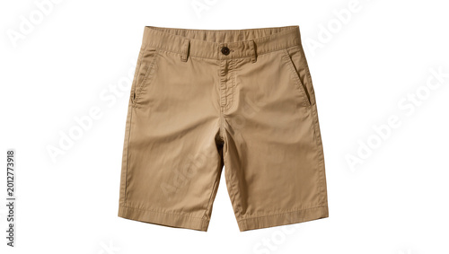 Fotografía Khaki chino shorts with button closure, isolated on transparent background