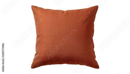 Square terracotta textured cushion, isolated on transparent background
