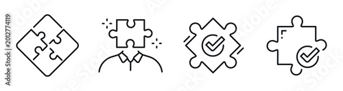 Foto Puzzle pieces representing problem solving in icon interface