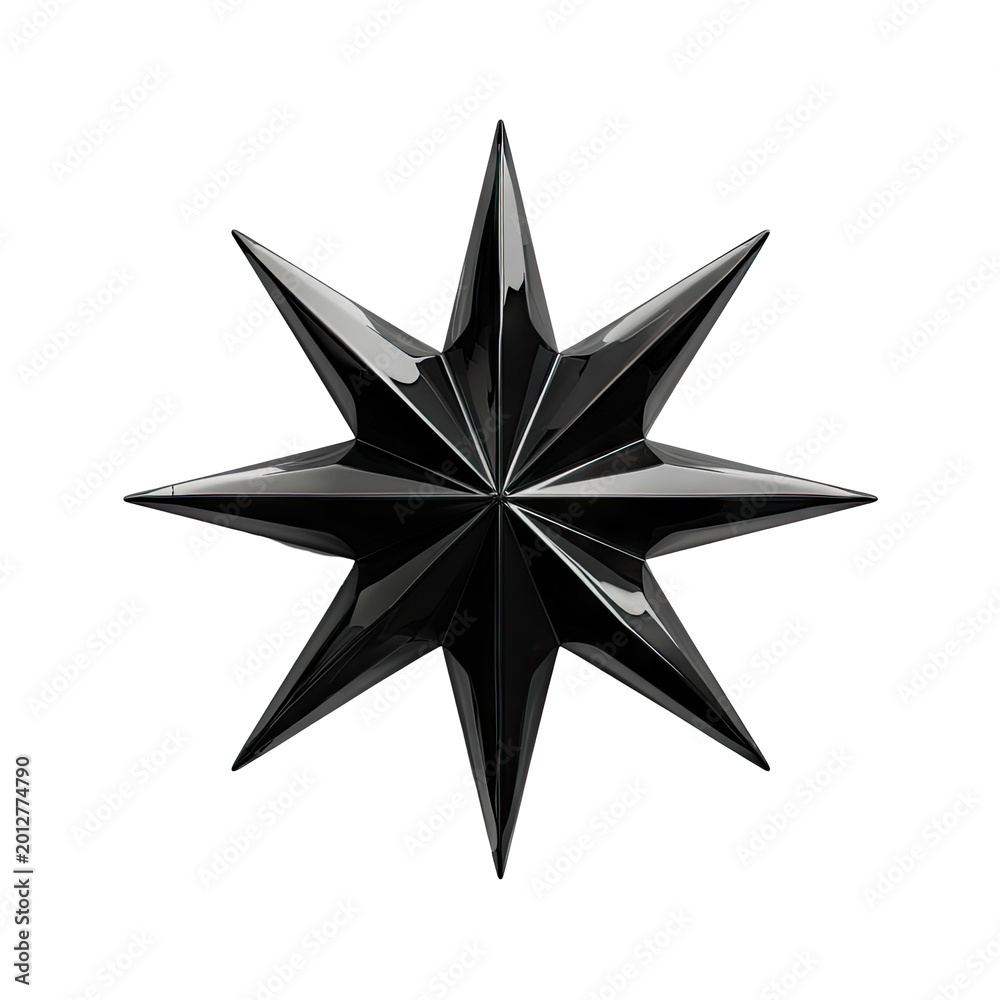 Fototapeta premium Glossy Black Eight-Pointed Star Ornament