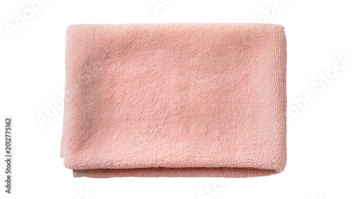 Obraz na płótnie Soft pink terry cloth towel folded neatly, isolated on transparent background