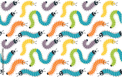 Set of seamless vector illustrations featuring colorful fishes, birds, and pencils in an artistic texture design with 3d animal patterns and chinese ornament signs for decorative drawing art