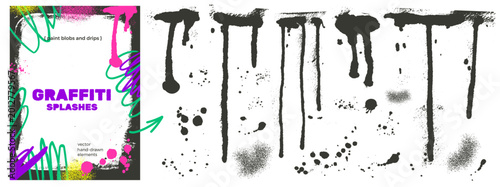 Photos Spray paint drip and splash elements for school and street art design