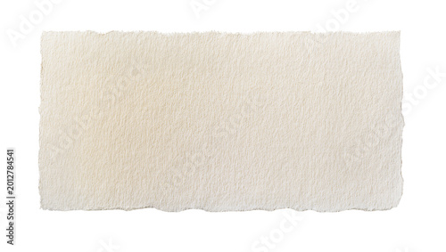 Rough textured beige paper strip with torn edges, isolated on transparent background