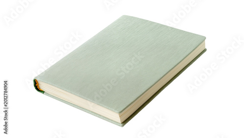 Quadro su tela Closed light green hardcover book with textured cover, isolated on transparent b
