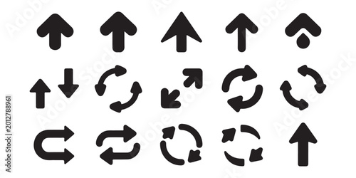 Photos Collection of various arrow icons including up, down, refresh, recycle, back and forth, and expanding arrows