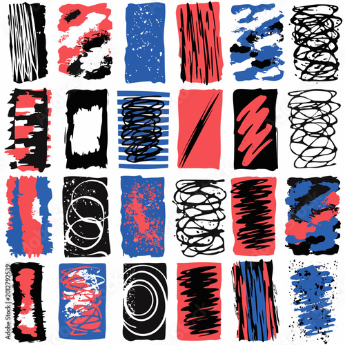 Set of grunge rolled ink stamp textures handmade with brayer. Letterpress vintage rough irregular rectangle vertical backgrounds Linocut relief printing shapes vector illustration transparent backdrop