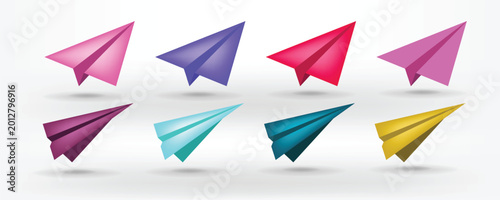 Set of colorful paper plane collection, realistic rocket isolated on a white background Free Download Set of colorful paper plane collection, realistic rocket isolated on a white background - GFXLoad