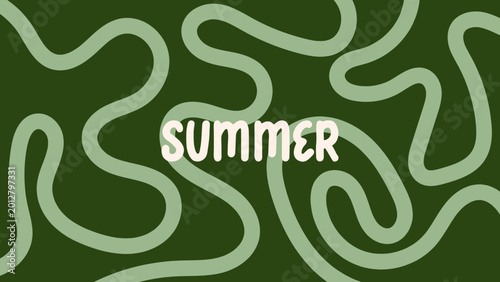 Quadro su tela Abstract green summer background, Trendy organic summer wave design, Minimal bot