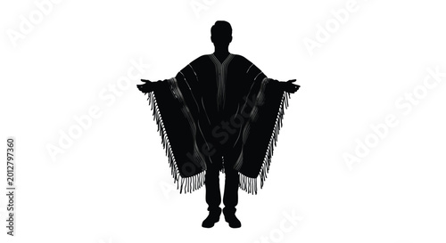 Fotografía Man wearing poncho with fringe full body silhouette high quality professional