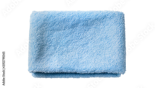 Cuadro en lienzo Soft blue terry cloth towel folded neatly, isolated on transparent background