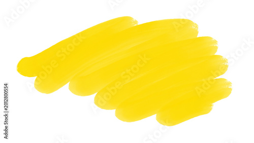 Yellow hand drawn brush stroke isolated on transparent background