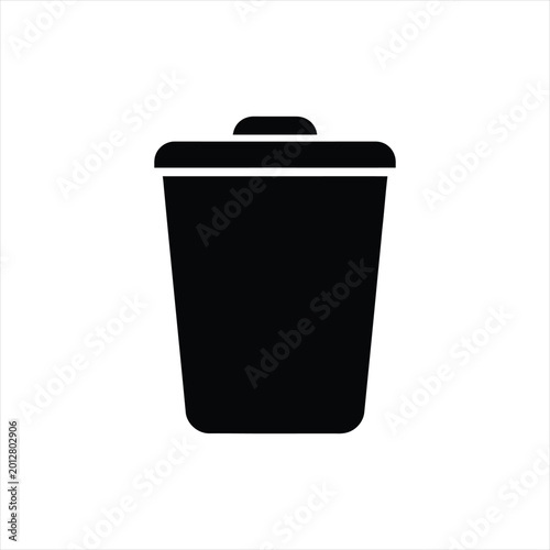 Tableau sur toile Simple black silhouette icon of a trash can with a lid waste bin garbage can bla