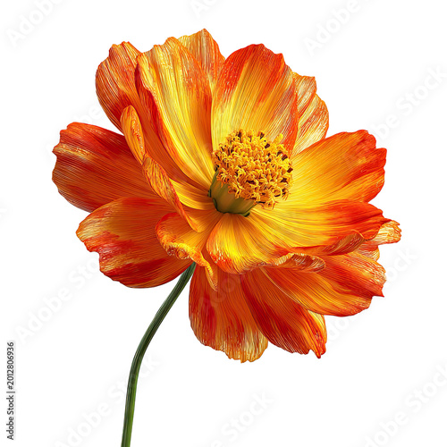 Close-up of a vibrant orange and yellow flower with textured petals
