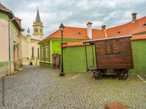 Konstfotografi Historic street near Vlad the Impaler birthplace in Sighisoara Romania