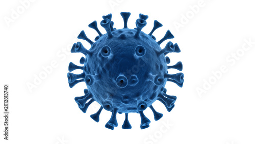 Cuadro en lienzo Blue virus particle with spikes, isolated on transparent background