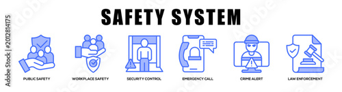 Quadro su tela blue - Safety System web banner icon vector illustration concept