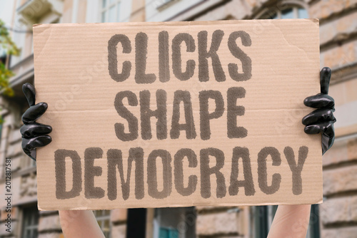 Fotografie "Clicks Shape Democracy" User engagement metrics on social platforms directly distort the quality of public discourse