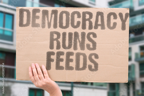 Tableau sur toile "Democracy Runs Feeds" Modern electoral outcomes depend heavily on algorithmic amplification of partisan digital content